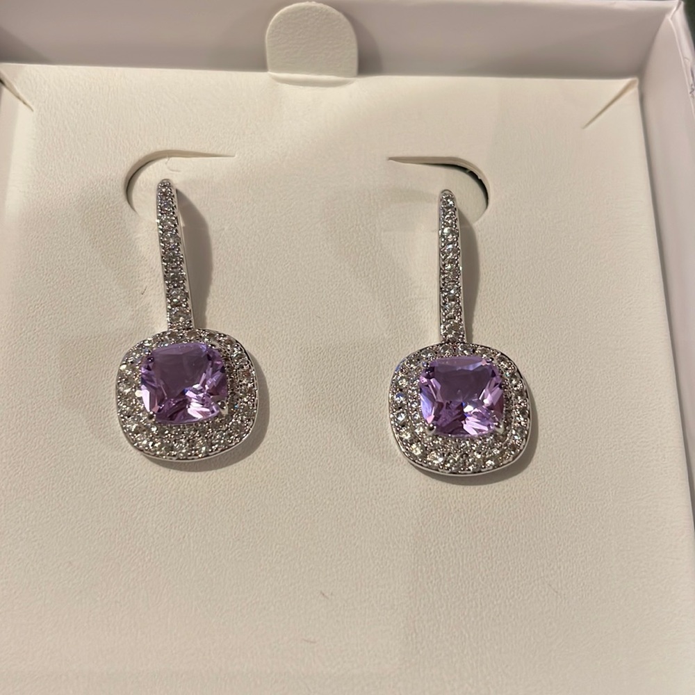 Ring bomb party earrings:lab created light amethyst earrings